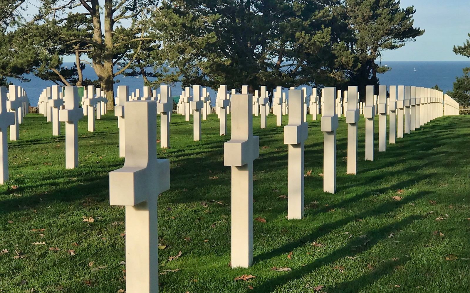 Σταυροί στο Νορμανδικό Αμερικανικό Νεκροταφείο με θέα τη θάλασσα σε μια ξενάγηση της Ημέρας-D από το Παρίσι.