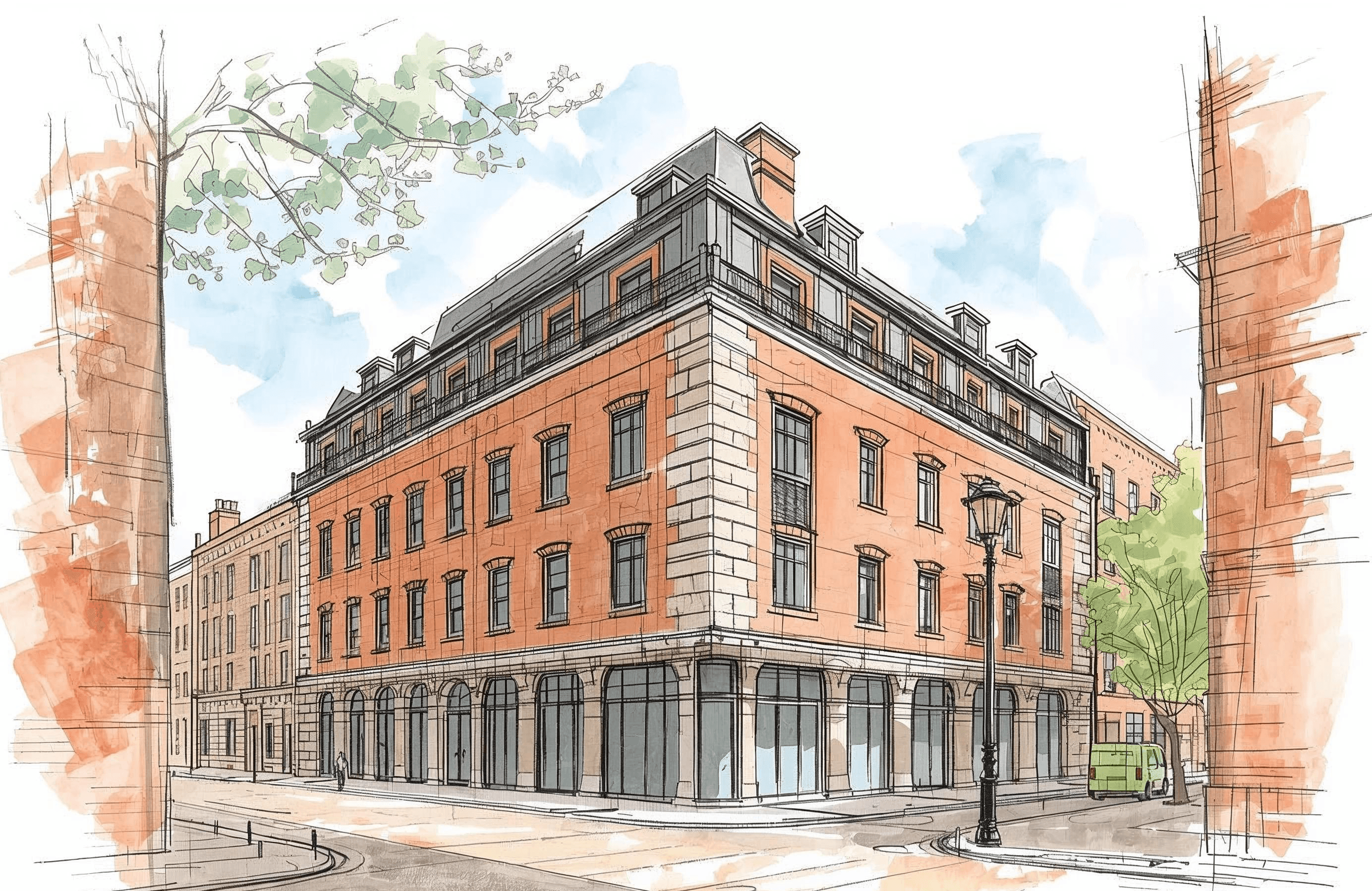 sketch of a UK property office to residential conversion