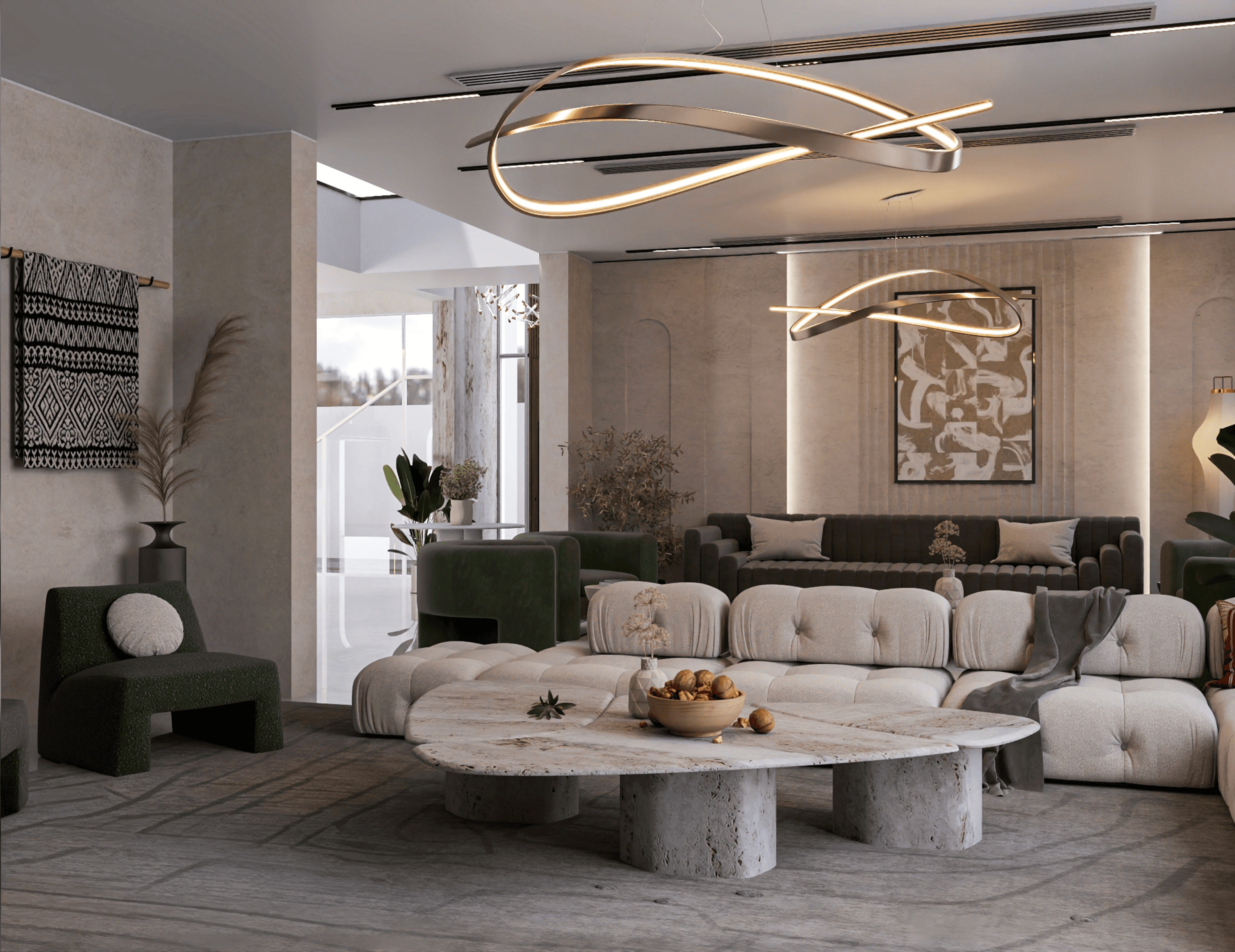 Modern timber-clad residence with horizontal wood facade and geometric volumes set on manicured lawn