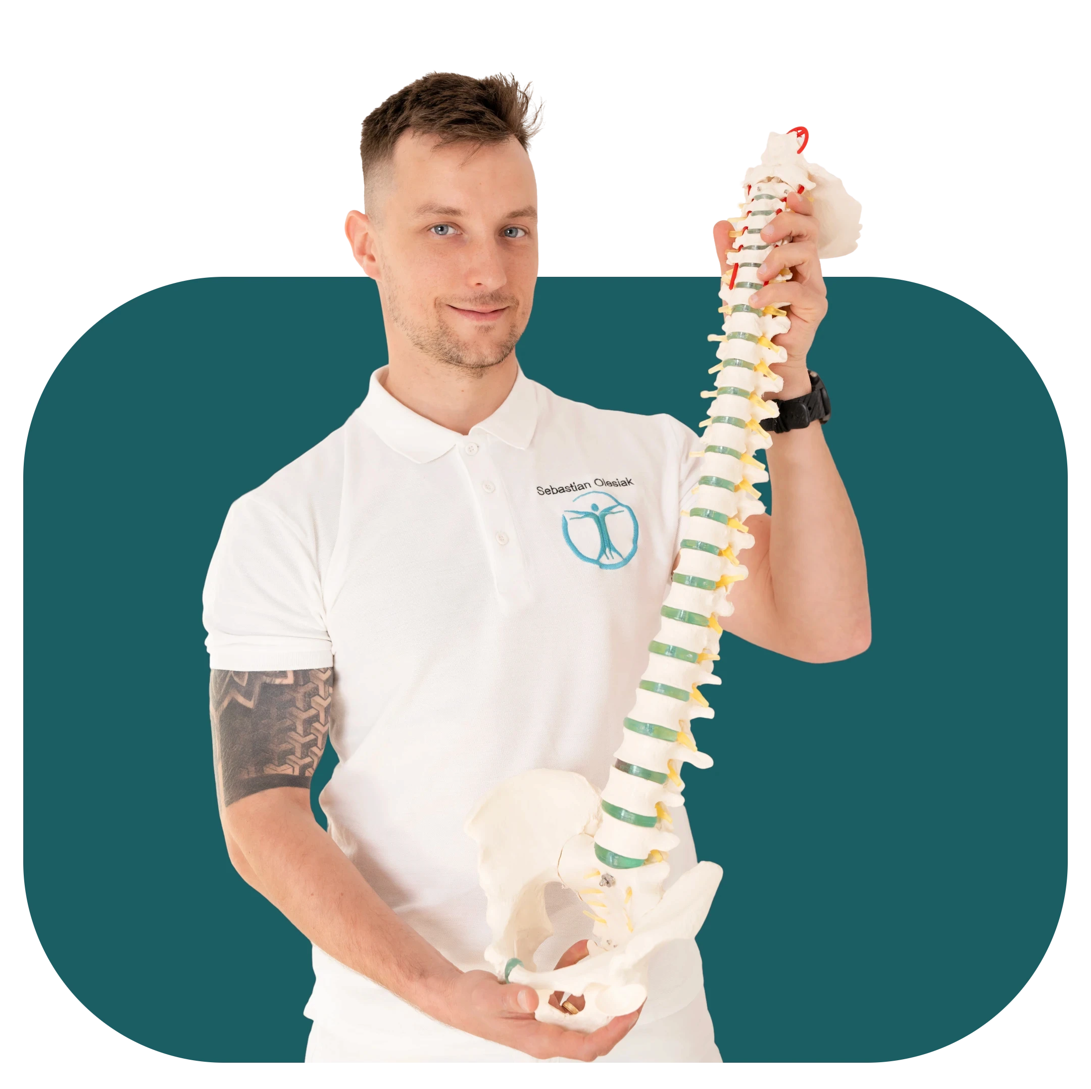 Sebastian Olesniak, physiotherapie, man, man mit wirbelsaule