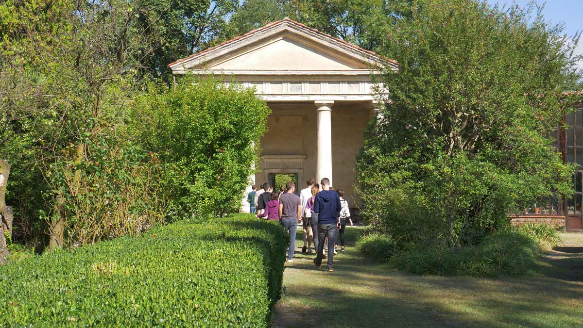 A group of colleagues exploring the company retreat location