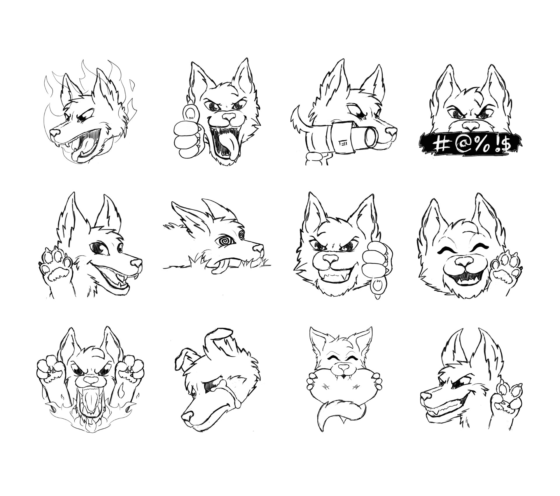 Wolf sketch study for Logic's paired custom emote collection