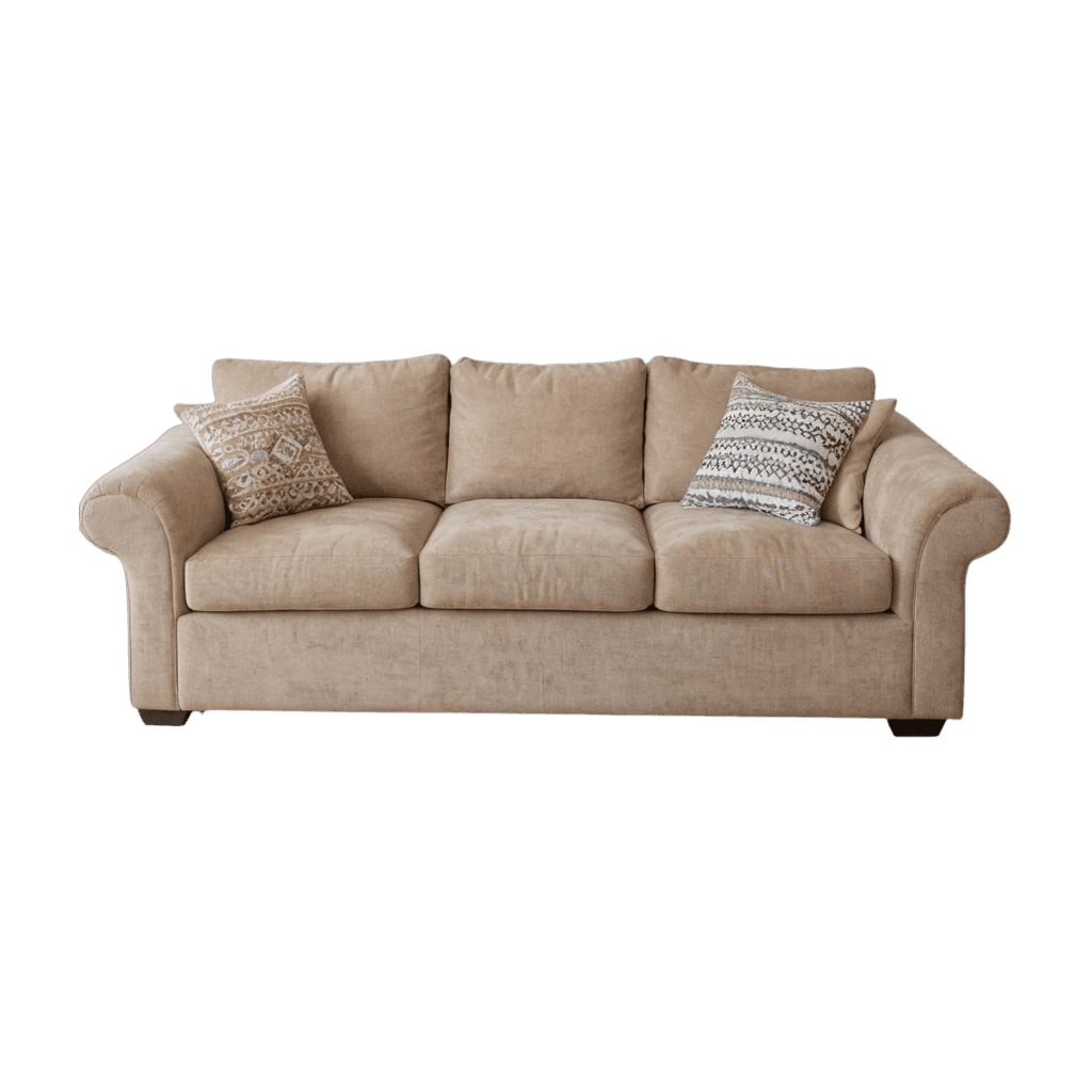 Cream sofa on a white background, furniture photo made with Caspa AI