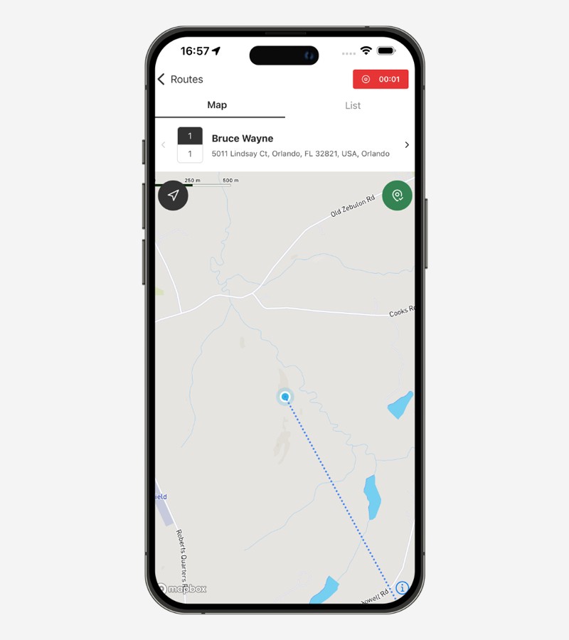 Driver App Showing a Map