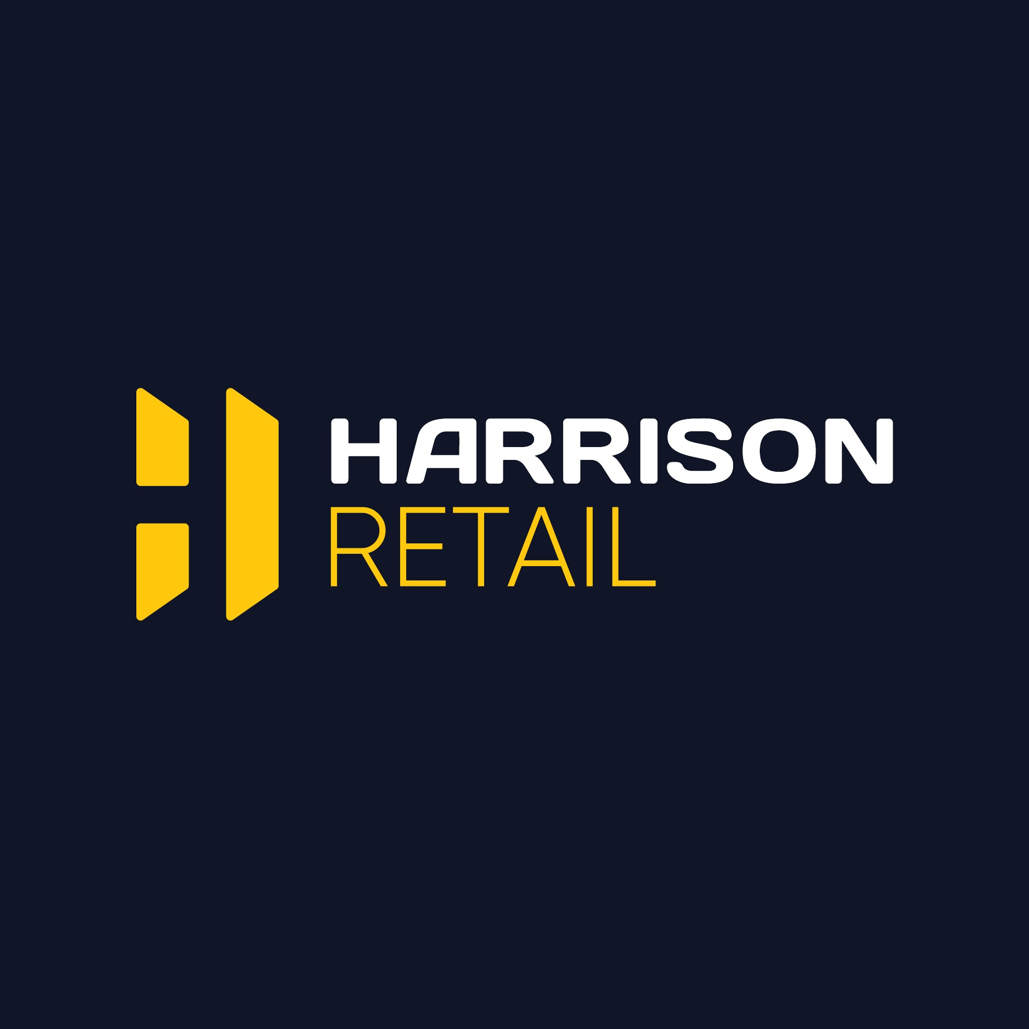 Sleek and professional logo design for Harrison Retial using negative space to outline the H.