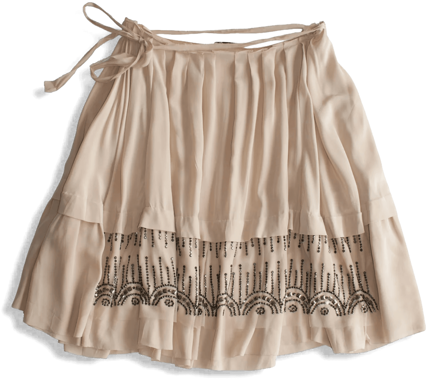 Beige Silk Mini Skirt