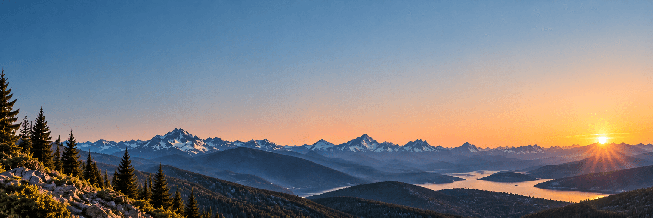 Mountain lake horizon