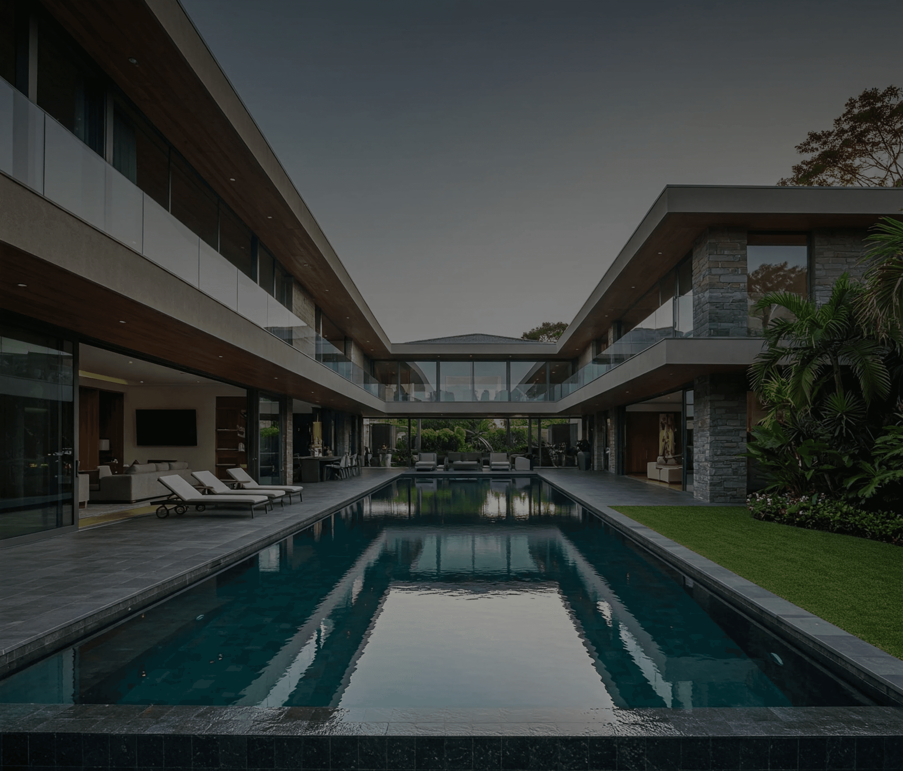 modern dark blue interior with men