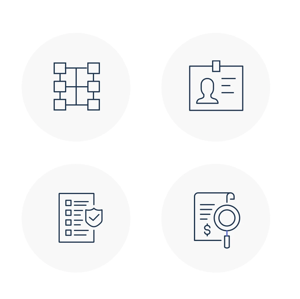 clipboard icons and magnifying glass