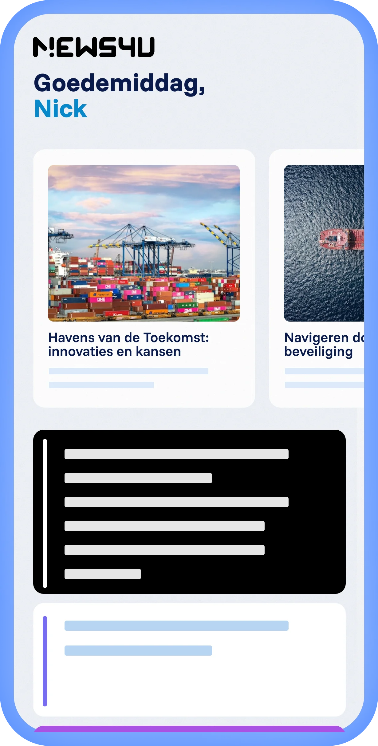Spencer platform met lokale ervaring en eigen Mobix branding, gepersonaliseerde feed met artikelen en overzichtelijke layout