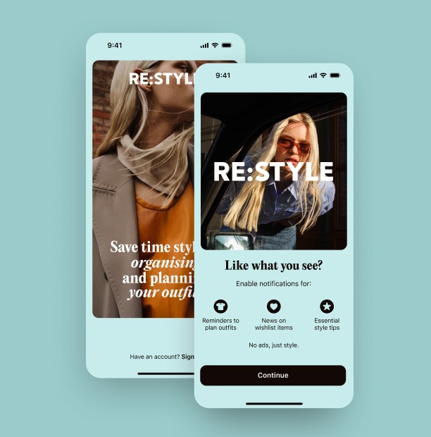 An image showcasing the main components of the Re:Style app