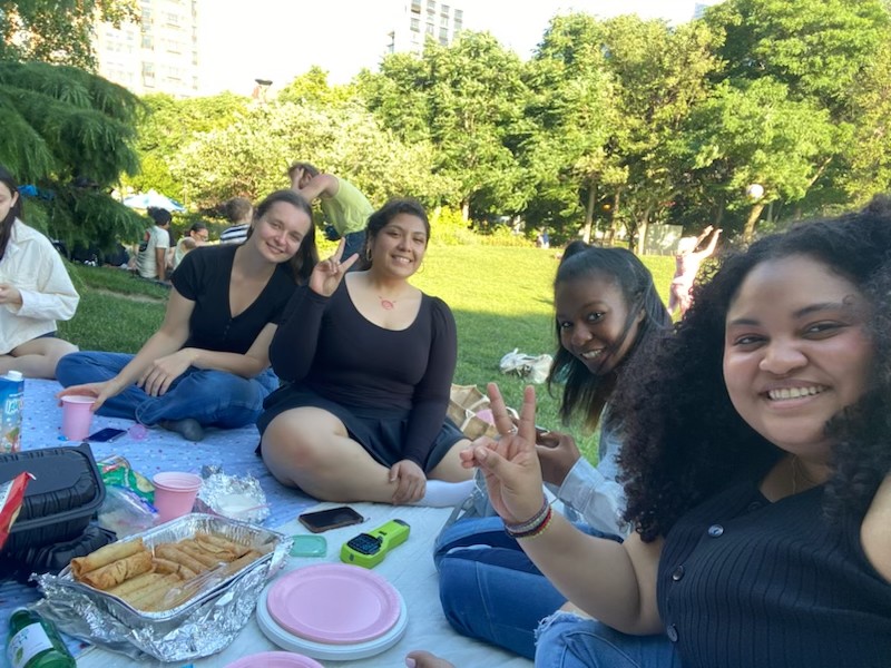 a group of me and 3 friends at my birthday picnic