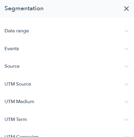 A screenshot of some of the filters available within Lucky Orange heatmaps, including date range, events, referring source, UTM Source, UTM Medium, and UTM Term.