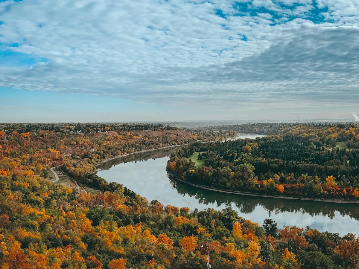 Autumn view of the Edmonton River Valley along the North Saskatchewan River.