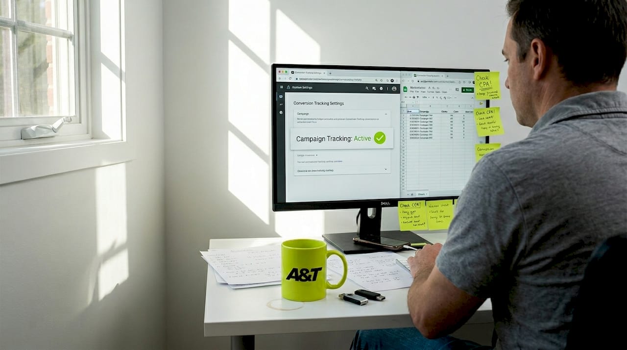 Man setting up digital campaign tracking