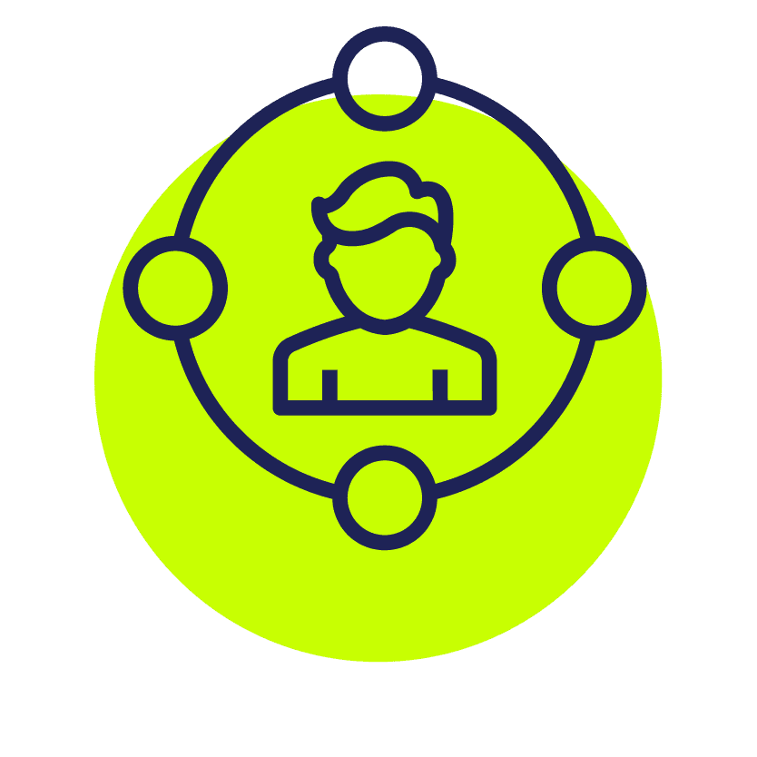 Icon of a person with connecting circles around them