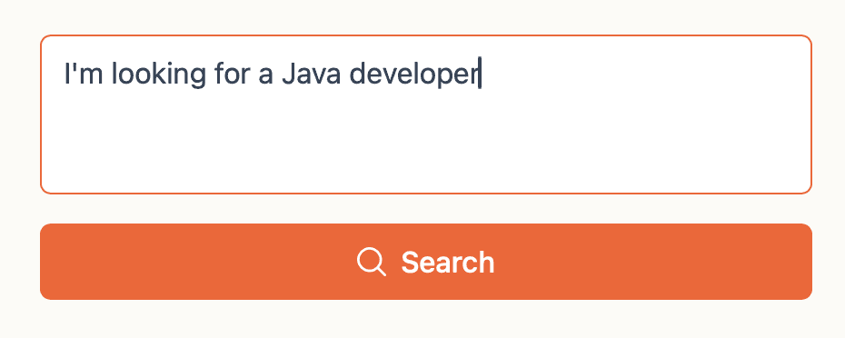 Screenshot of a search prompt for a Java developer in Adeptiq