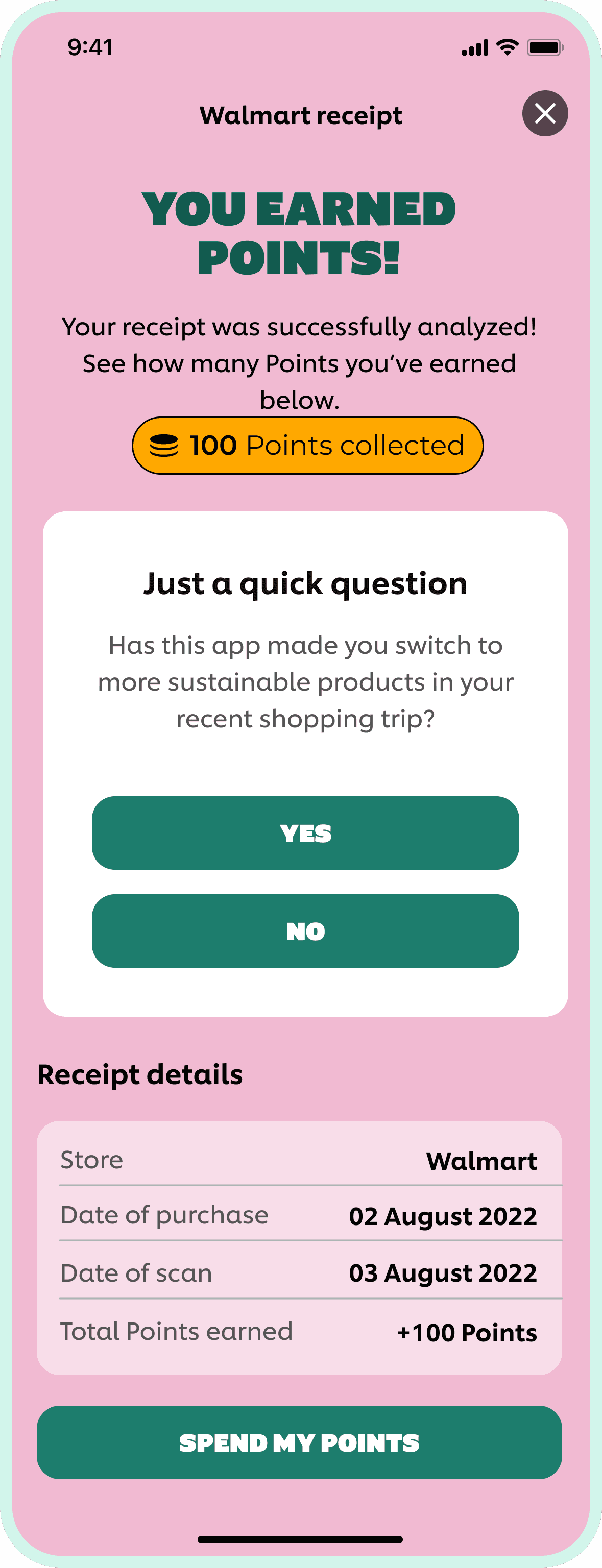 Receipt page visual design image