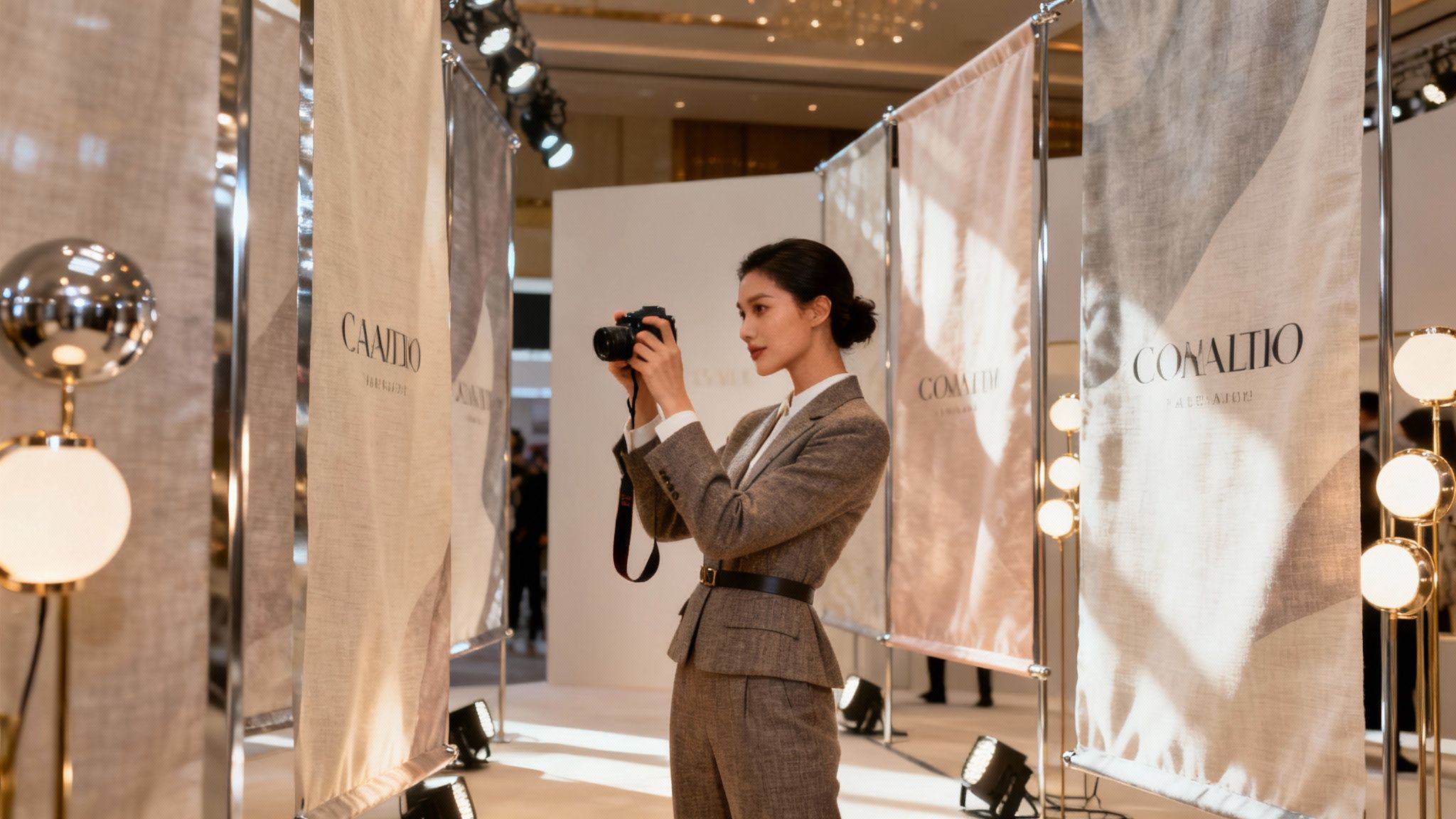 Influencers at a brand event, capturing content on their phones