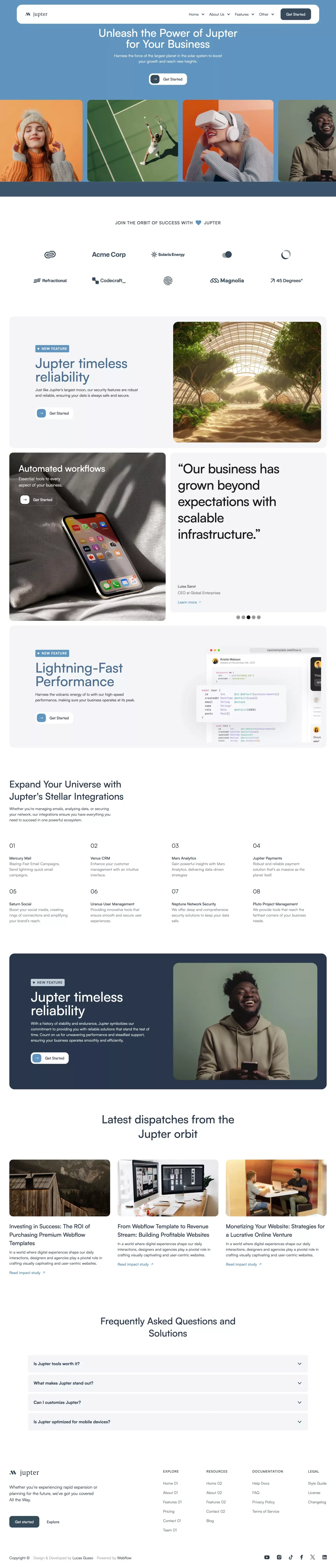 Jupter - Webflow Ecommerce website templ landing page screenshot showcasing Tech and Ecommerce design