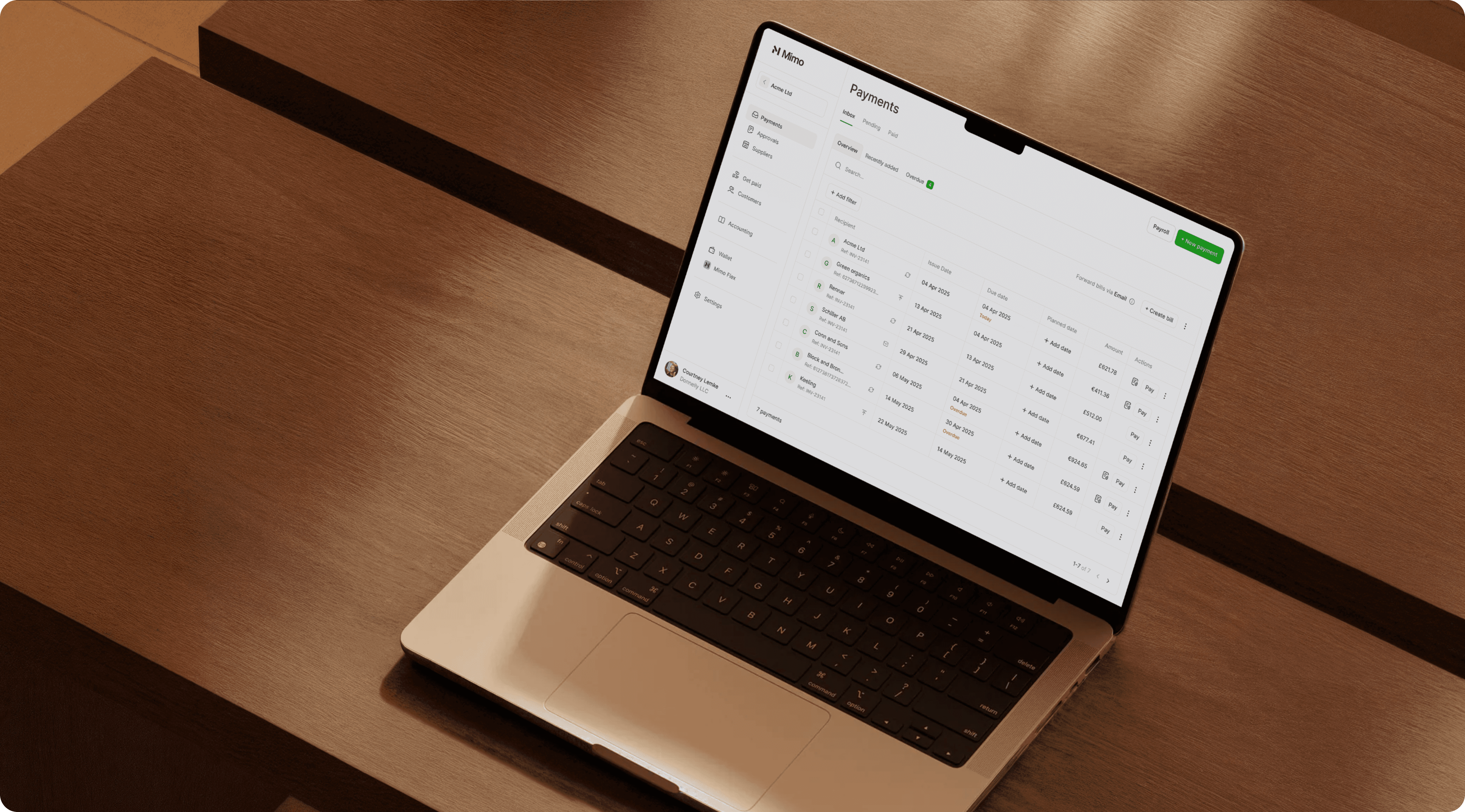Laptop showing MimoHQ Dashboard