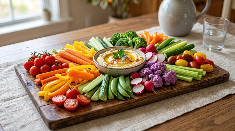 Warzywa z dipem na bazie Ketchupu Łagodnego Konik