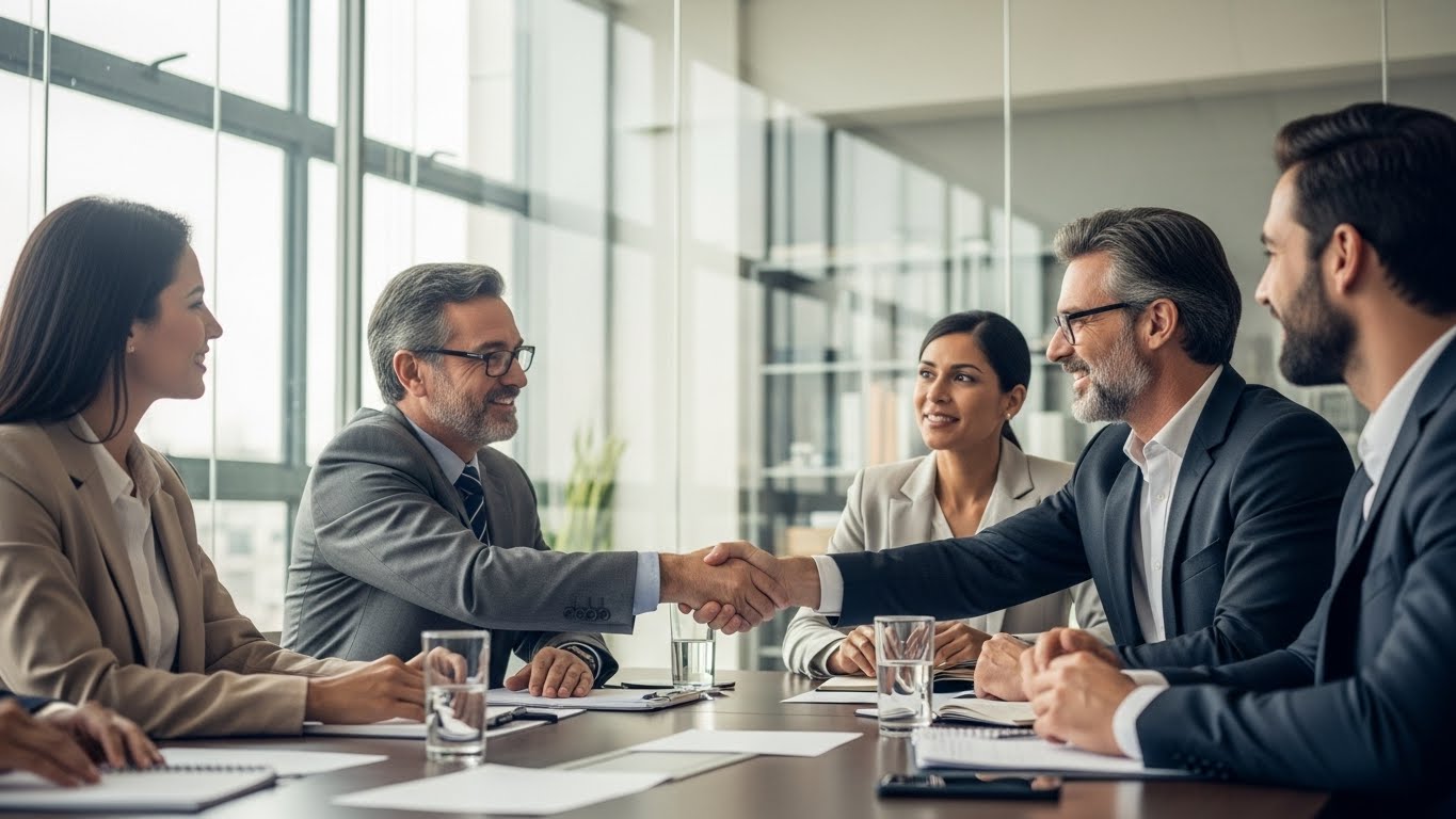 two people in a workspace working on their laptops 