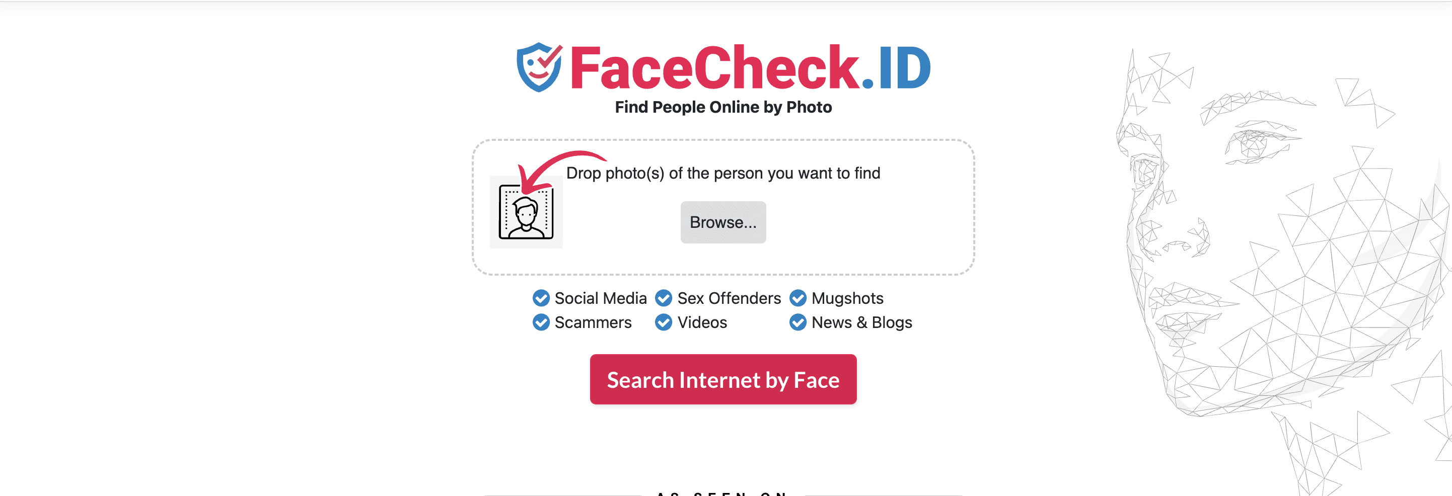 landing page face check
