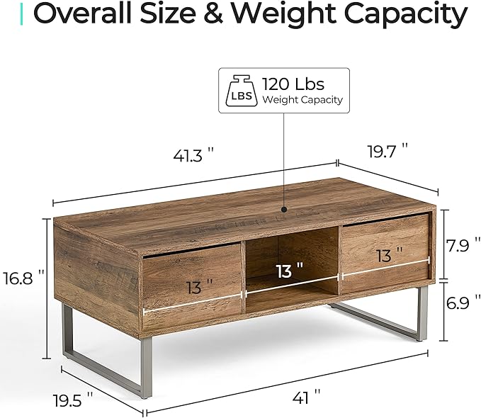 Elegant frame coffee table with storage with modern appeal and high-quality craftsmanship.