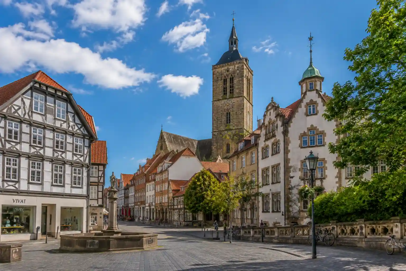 Historic city centre in Göttingen, Germany, with traditional architecture in this well-known university city with a choice of student accommodation