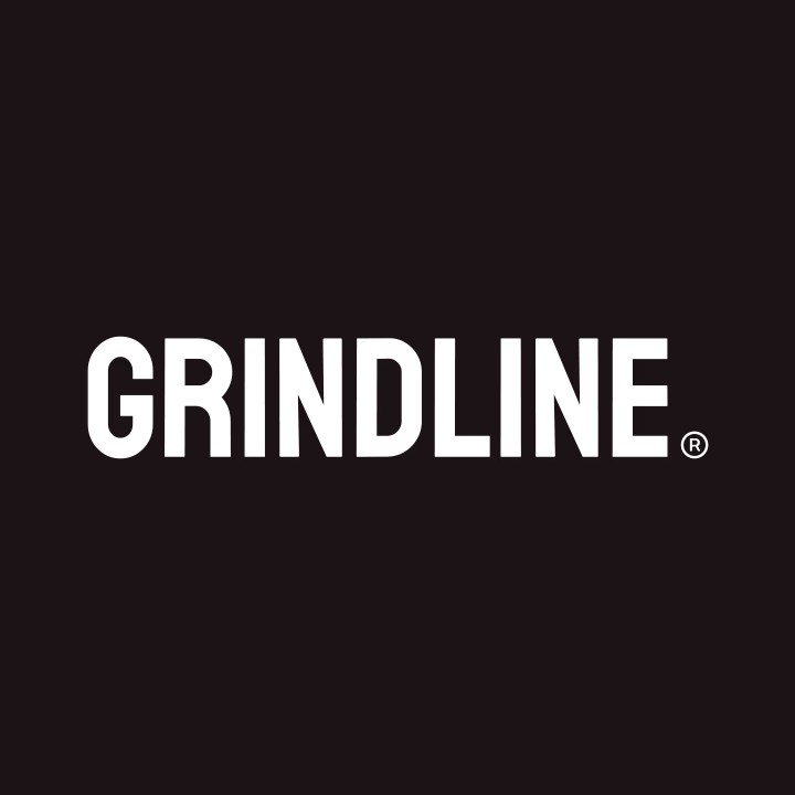 White uppercase “GRINDLINE” wordmark centred on a solid black background.