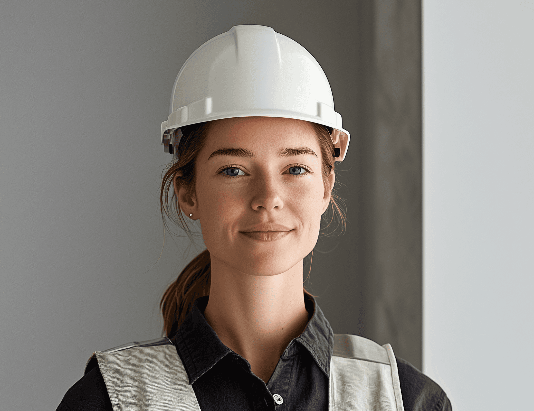 Civil engineer woman with white helmet