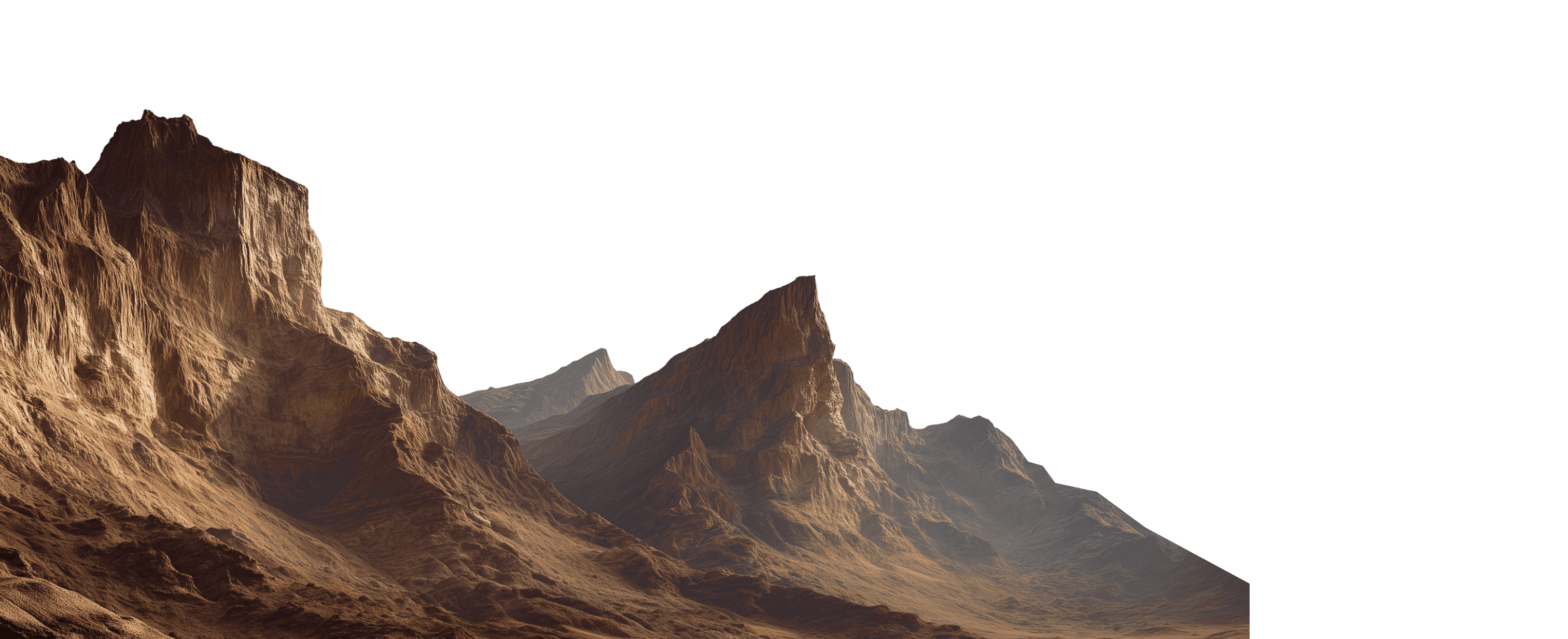 A breathtaking view of rugged, rocky mountains under a clear blue sky, highlighting the natural beauty and serenity of a remote, desert-like landscape.