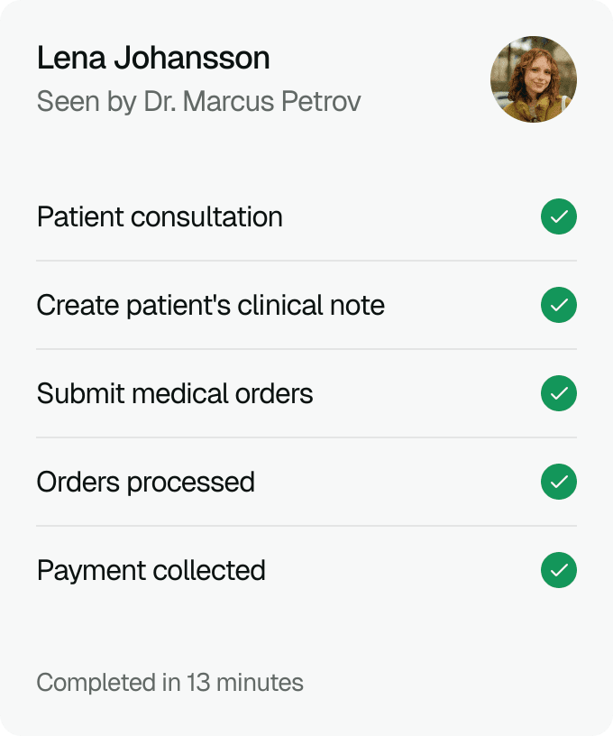 to-do list of a patient named Lena Johansson