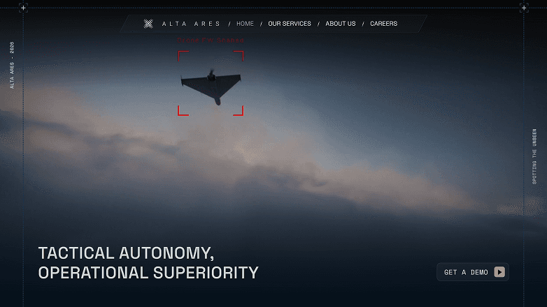 immersive website for a defense technology company