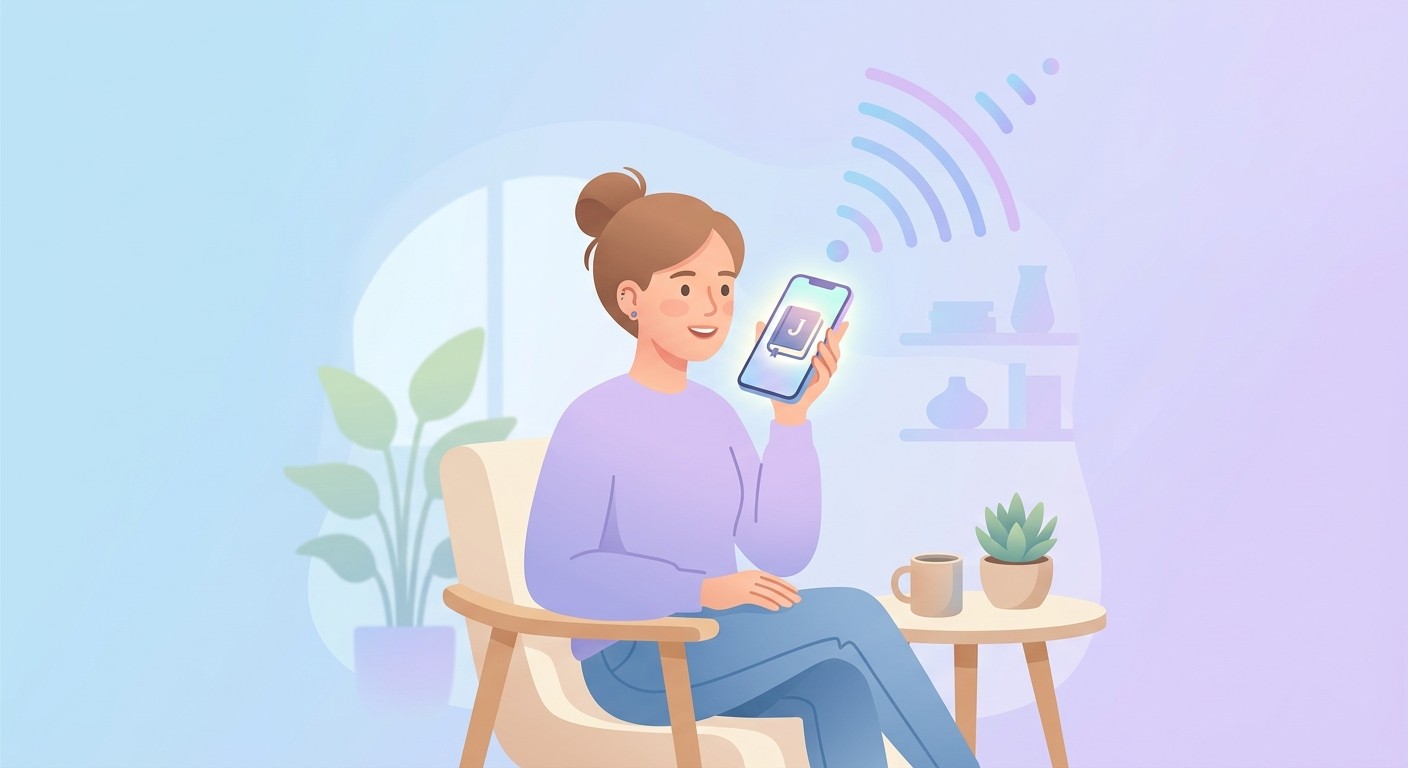 AI voice journaling app concept illustration