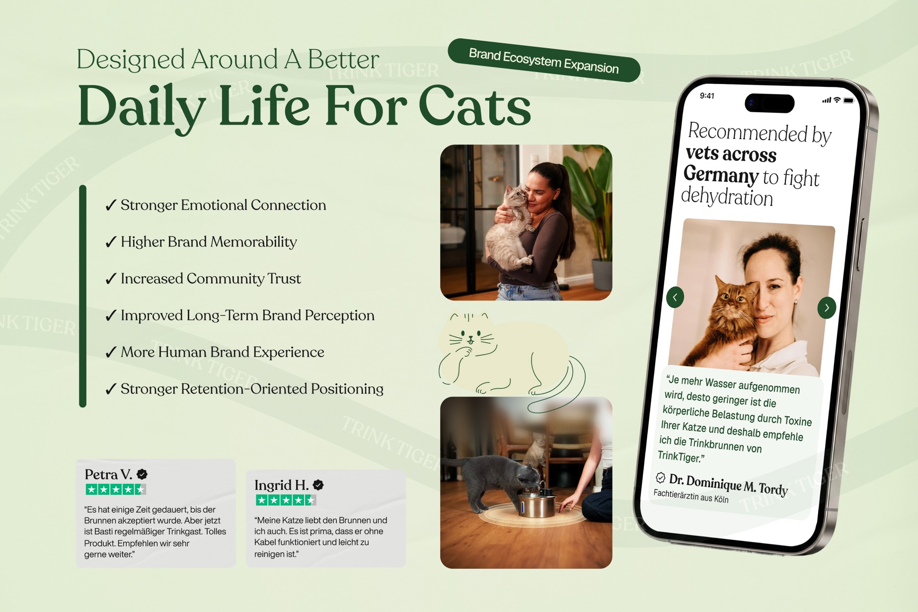 Long-term premium brand positioning for cat wellness and hydration products