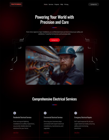 VoltWorks GHL Website Template for Electrical services