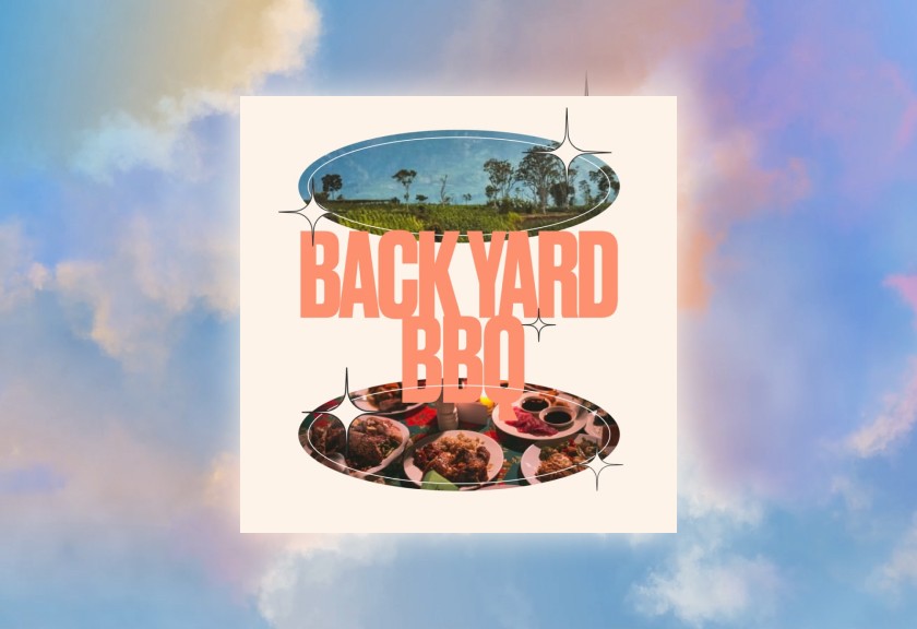 Minimal baby shower invitation design with scattered wildflowers and simple serif text on a sunset-toned gradient.