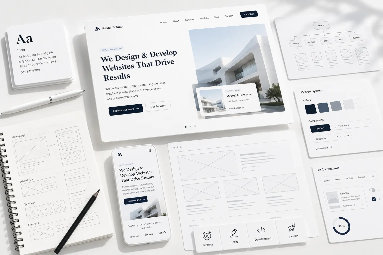 Master Solution website design and development service showcasing modern responsive web design, user interface design, and custom digital experiences for business growth.