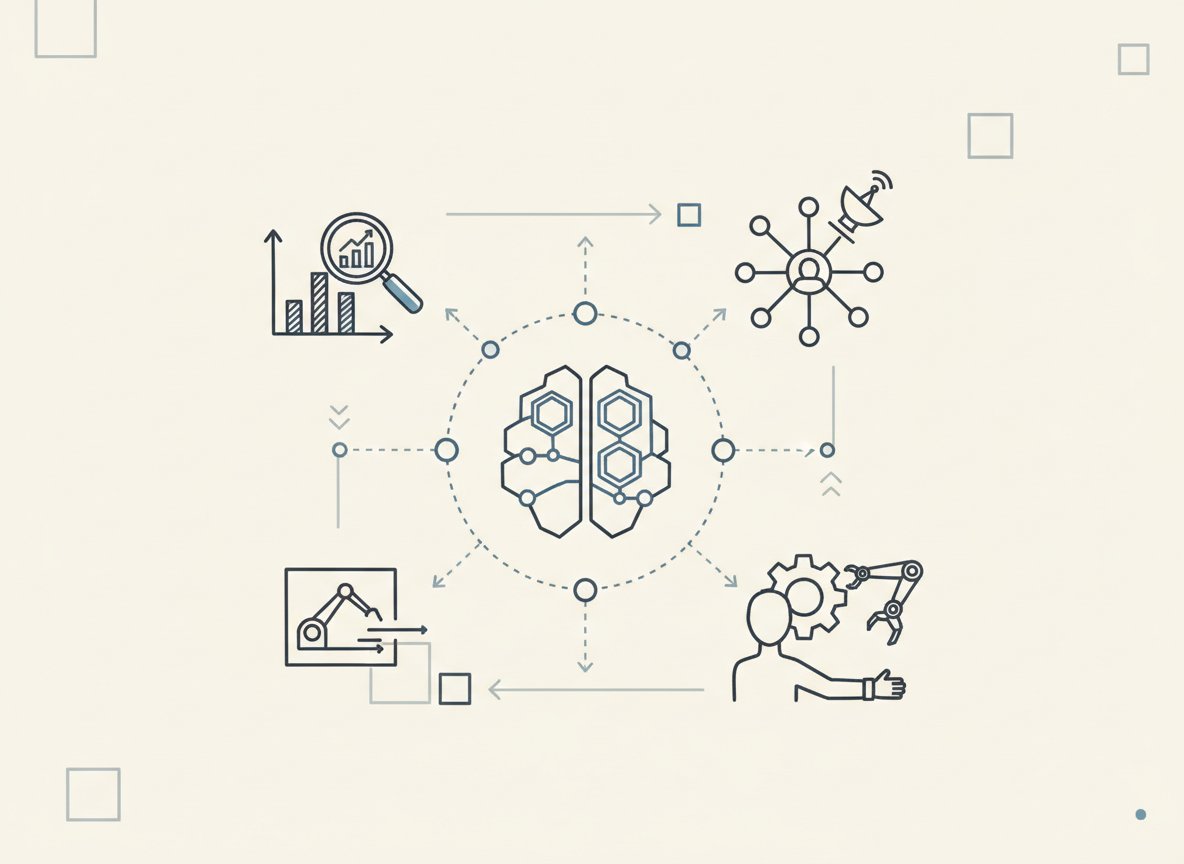 Illustration depicting ai agent examples: showcasing real-world applications