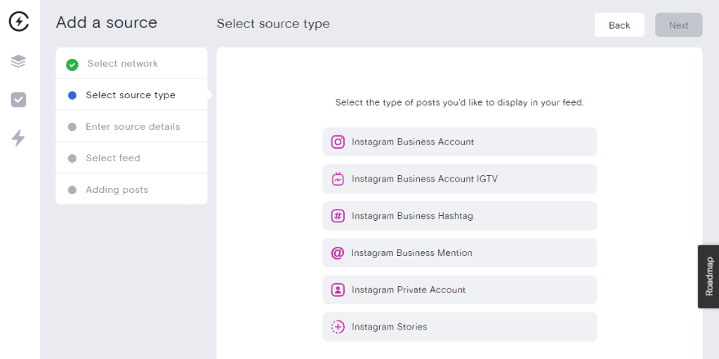 Different source types for Instagram content