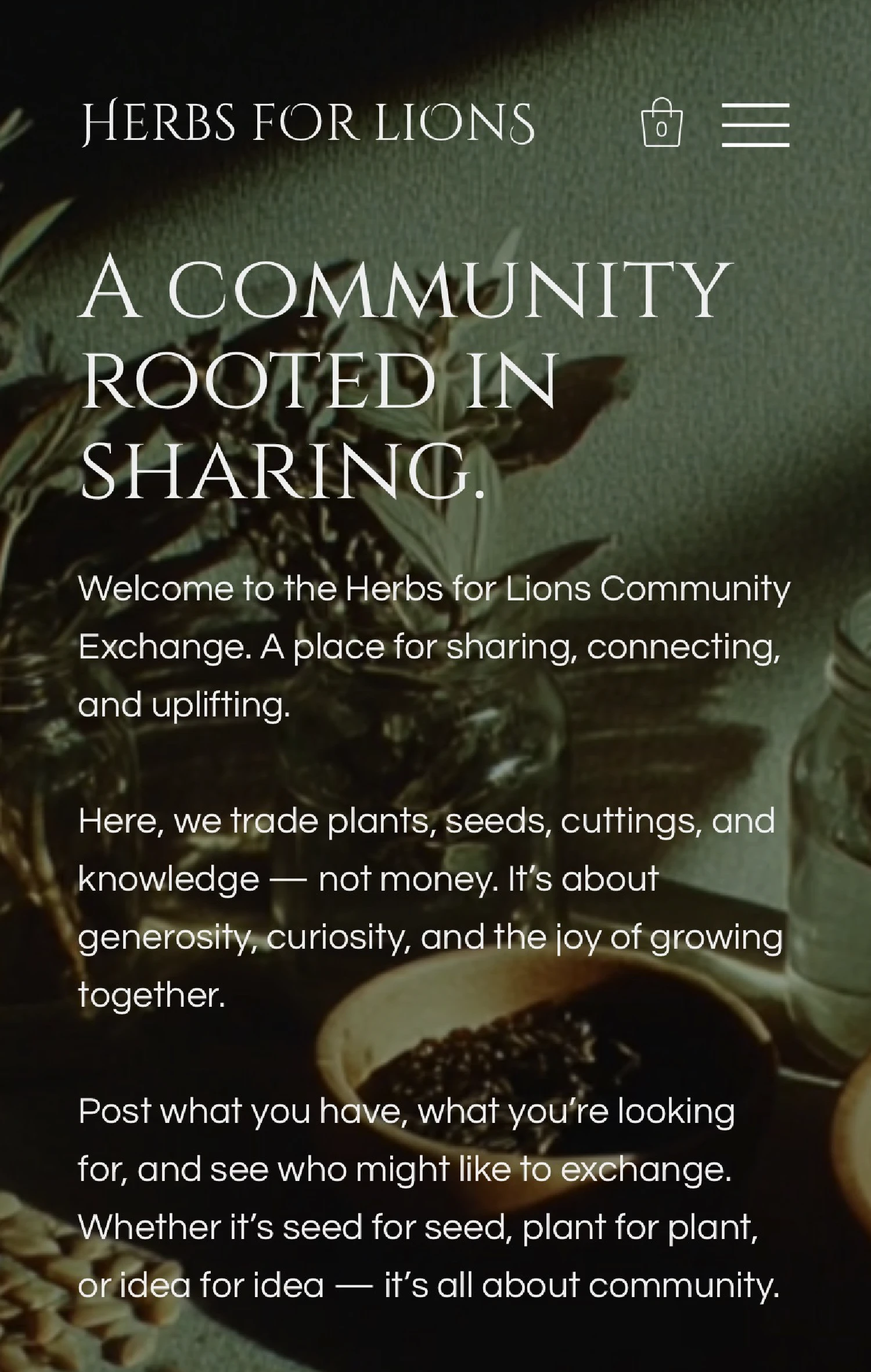 Herbs For Lions Mobile Website