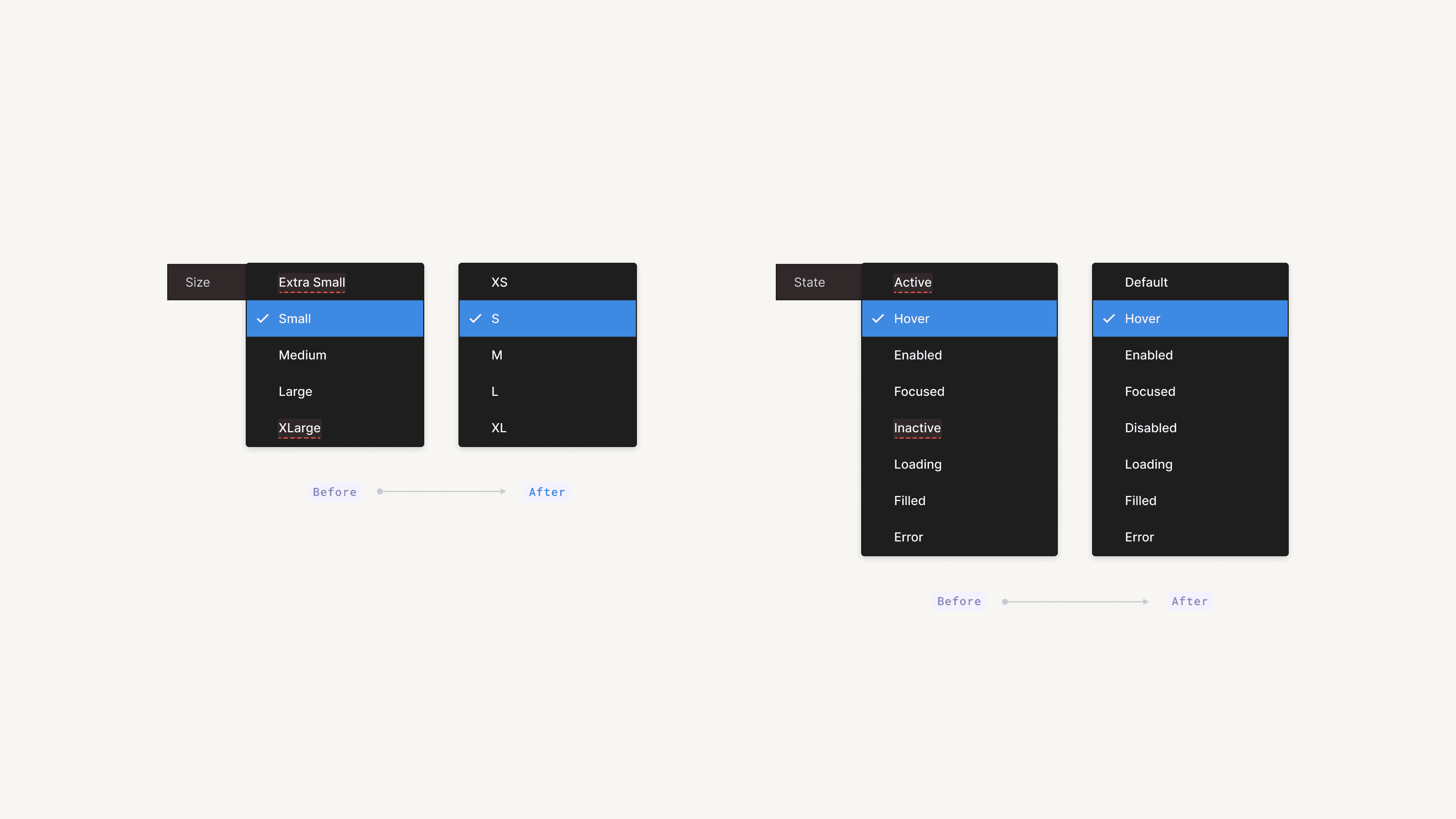 Messages search results interface