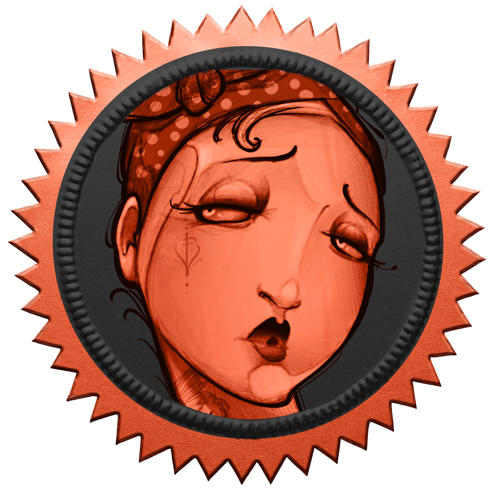 Illustrative icon of a pinup girl by Dave Koenig