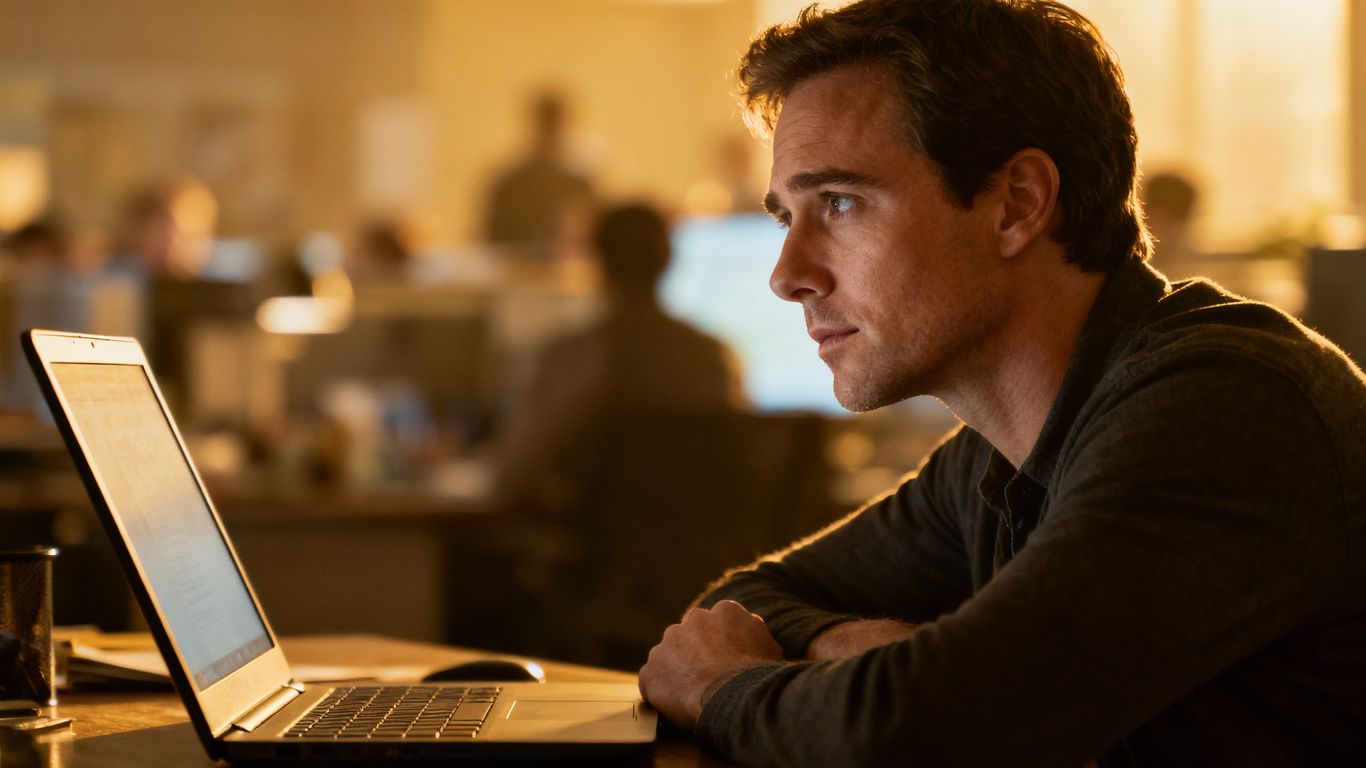Person thinking about cold email recipient.