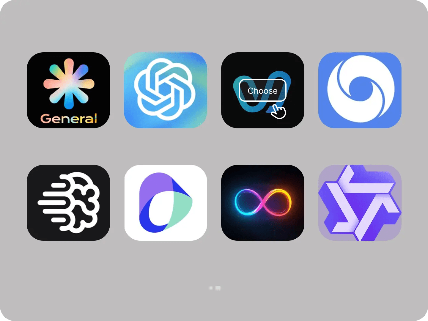 Grid of various AI application icons - Common Uses of AI Video Generators