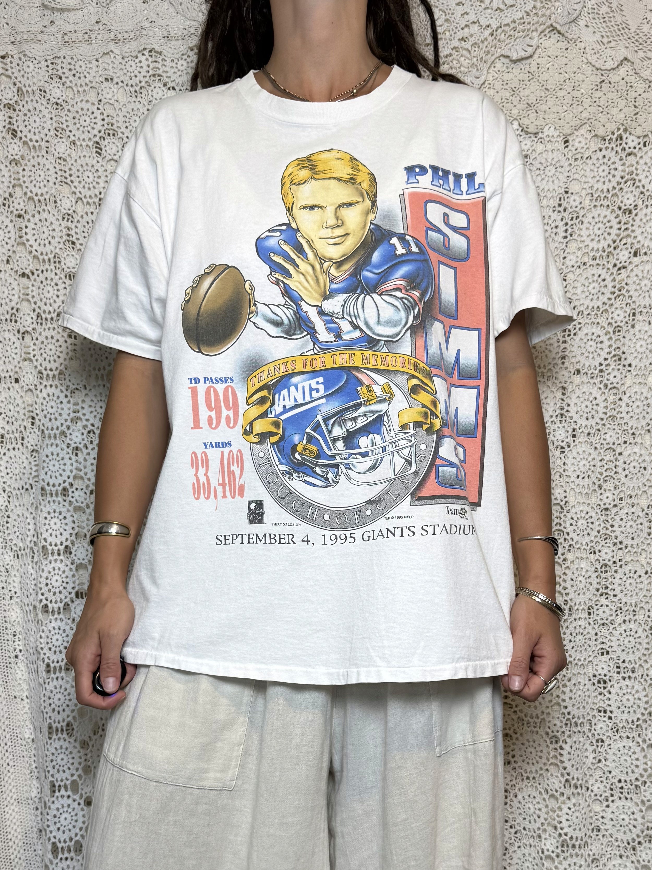 vintage 1995 Phil Simms new york giants caricature tee