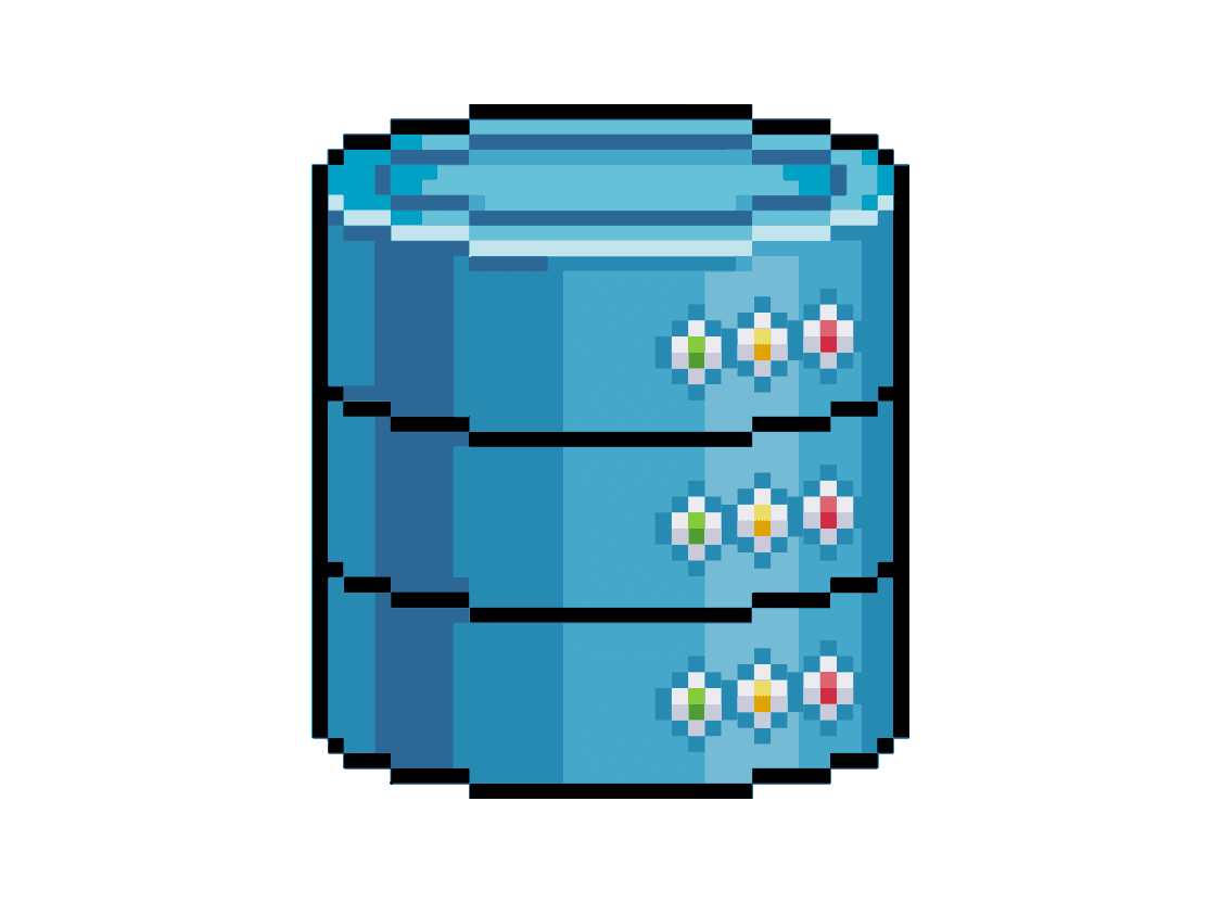 Blue pixel database cylinder.