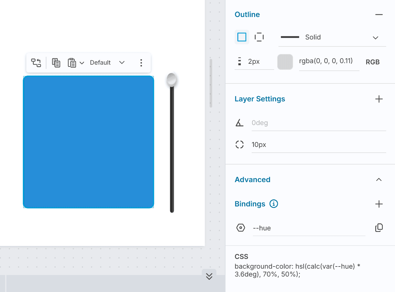 Two components side by side: a slider and a colored panel that changes as the slider moves